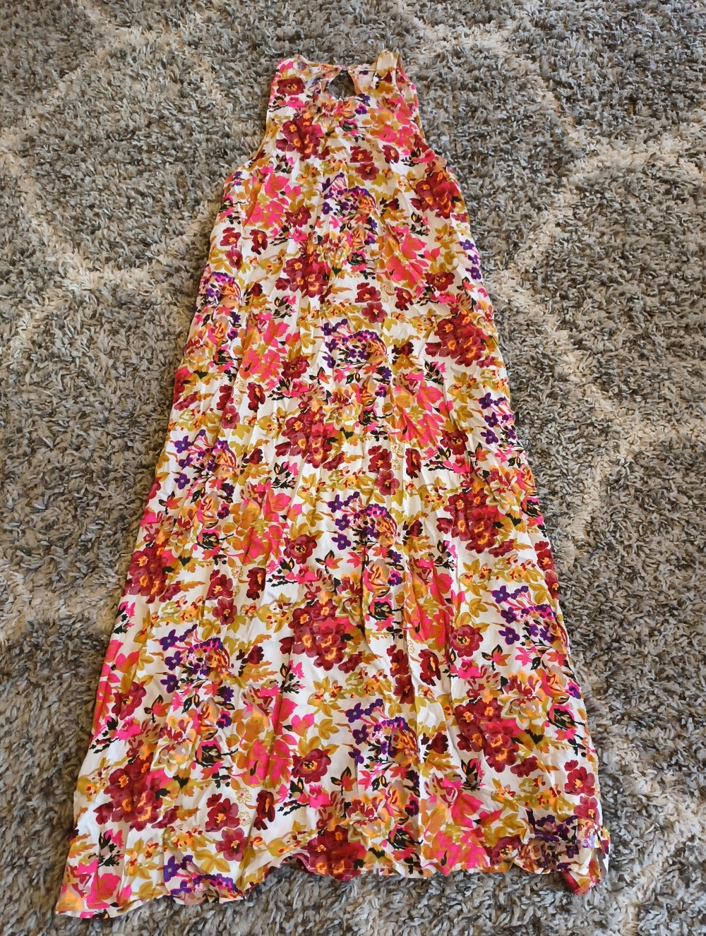 Natural Life Katie Floral Neon Pop Maxi Dress Size L/XL Vacation Resort Bohemian - Picture 2 of 6